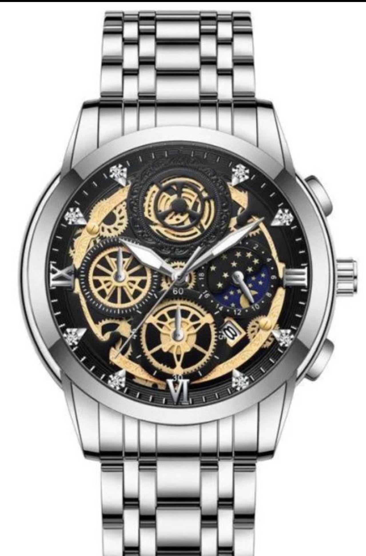 Forsining Men's Skeleton Moon Phase Watch GMT1138-2