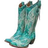 Corral Women's Embroidered Turquoise Cowgirl Boot - Image 1