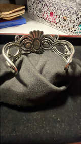 Vintage Silver-Tone Cuff with Purple Cabochons - Image 2