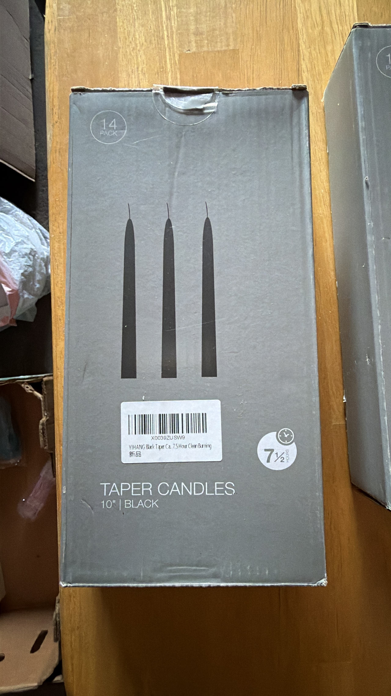 YIHANG Black Taper Candles 10" 14-Pack