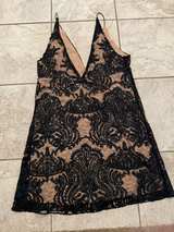 Free People Night Shimmers Mini Dress Black Lace- Size M. - Image 1