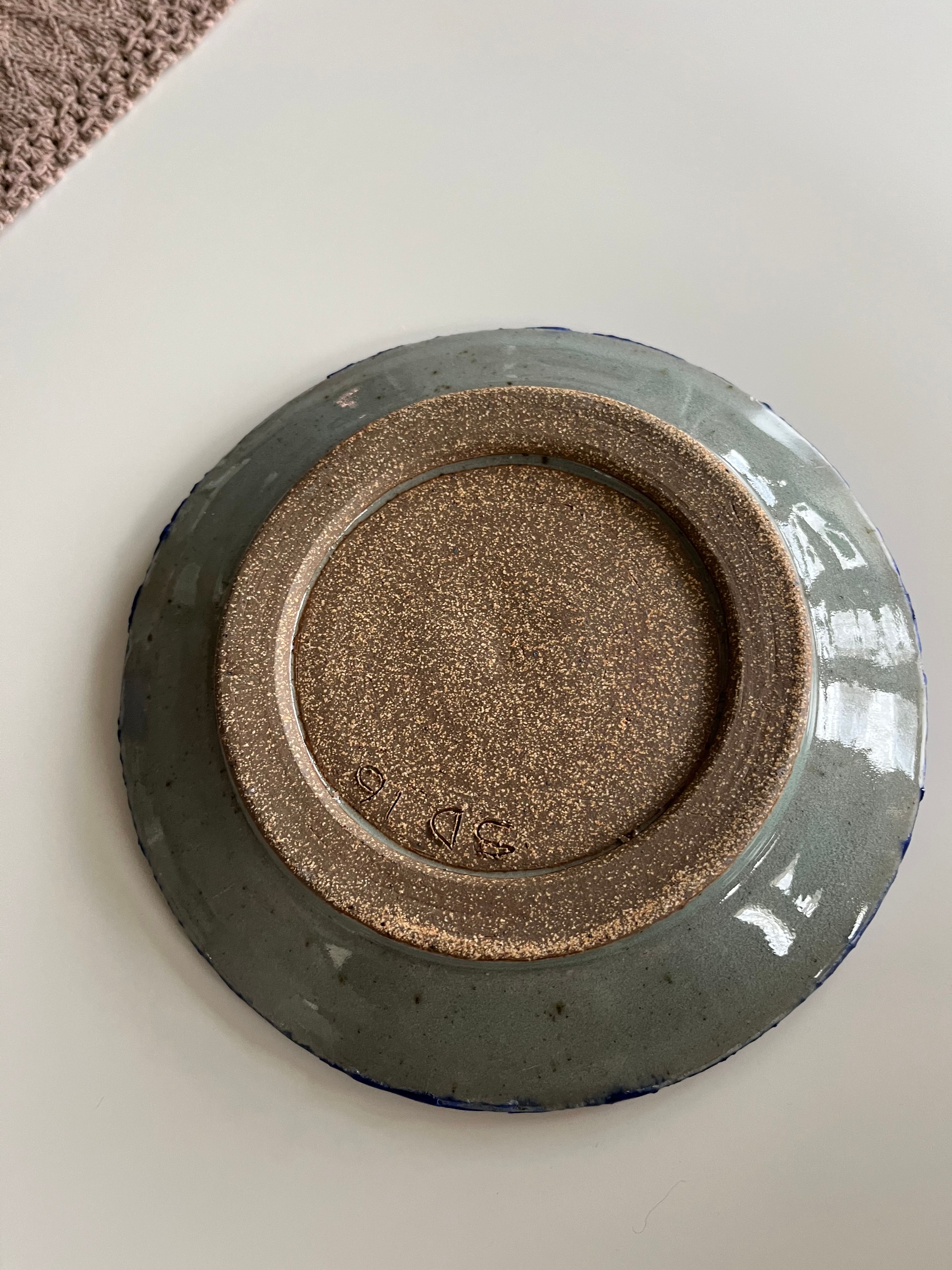 Handmade Blue and Grey Ceramic Plate - Image 2