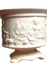 Vintage White Ceramic Cherub Relief Footed Planter - Image 1
