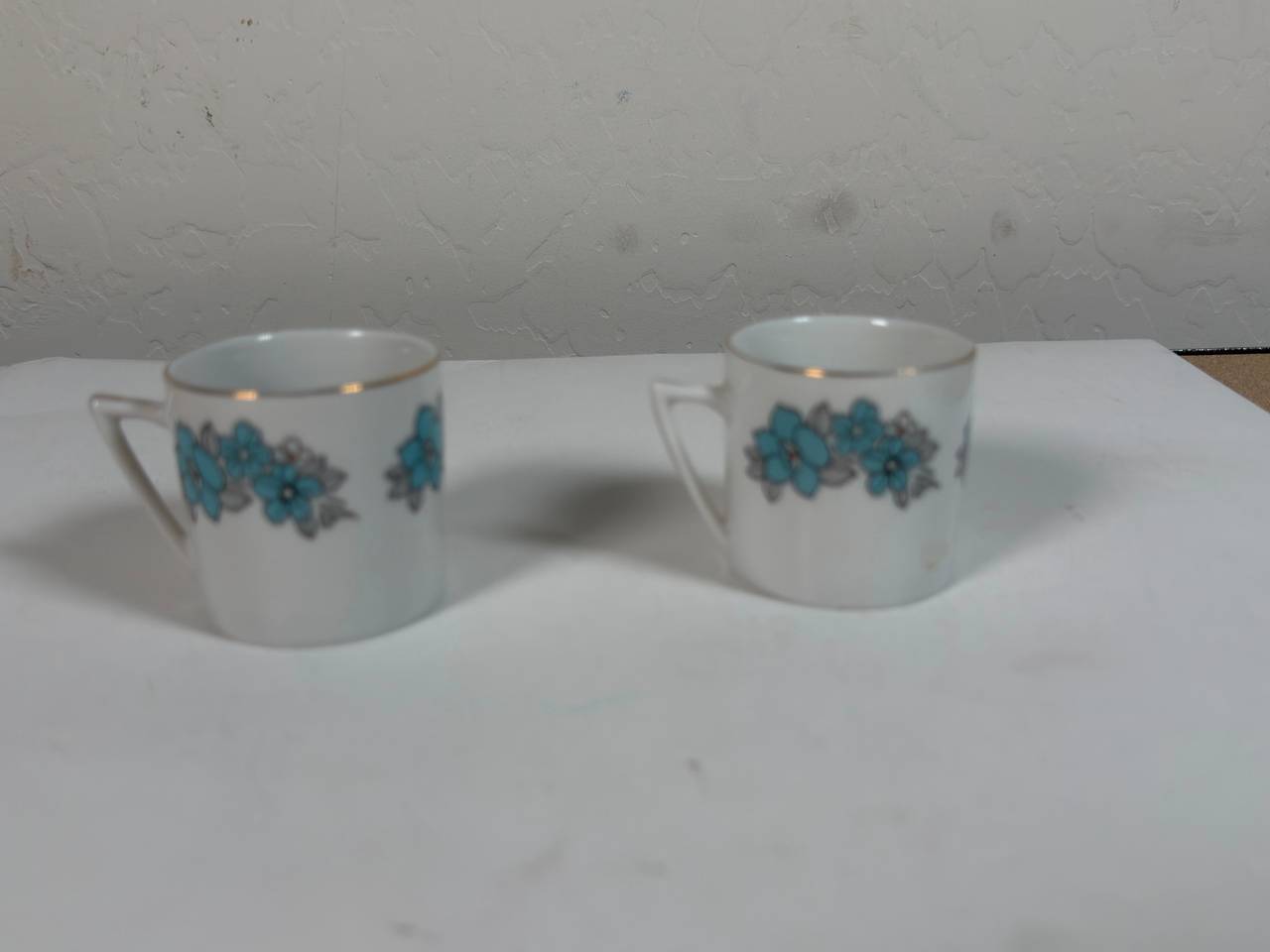 Vintage Blue Floral Demitasse Cups