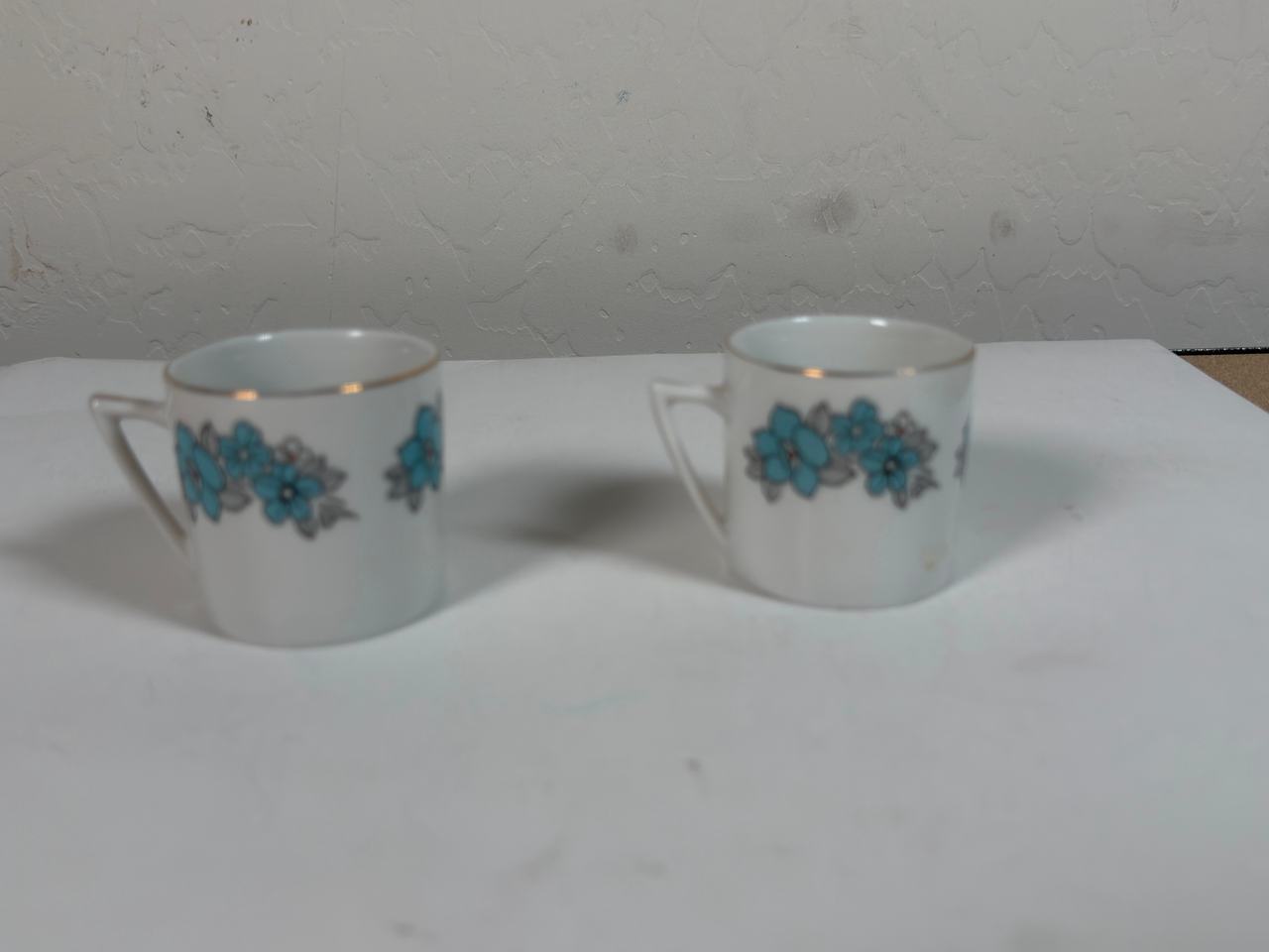 Vintage Blue Floral Demitasse Cups