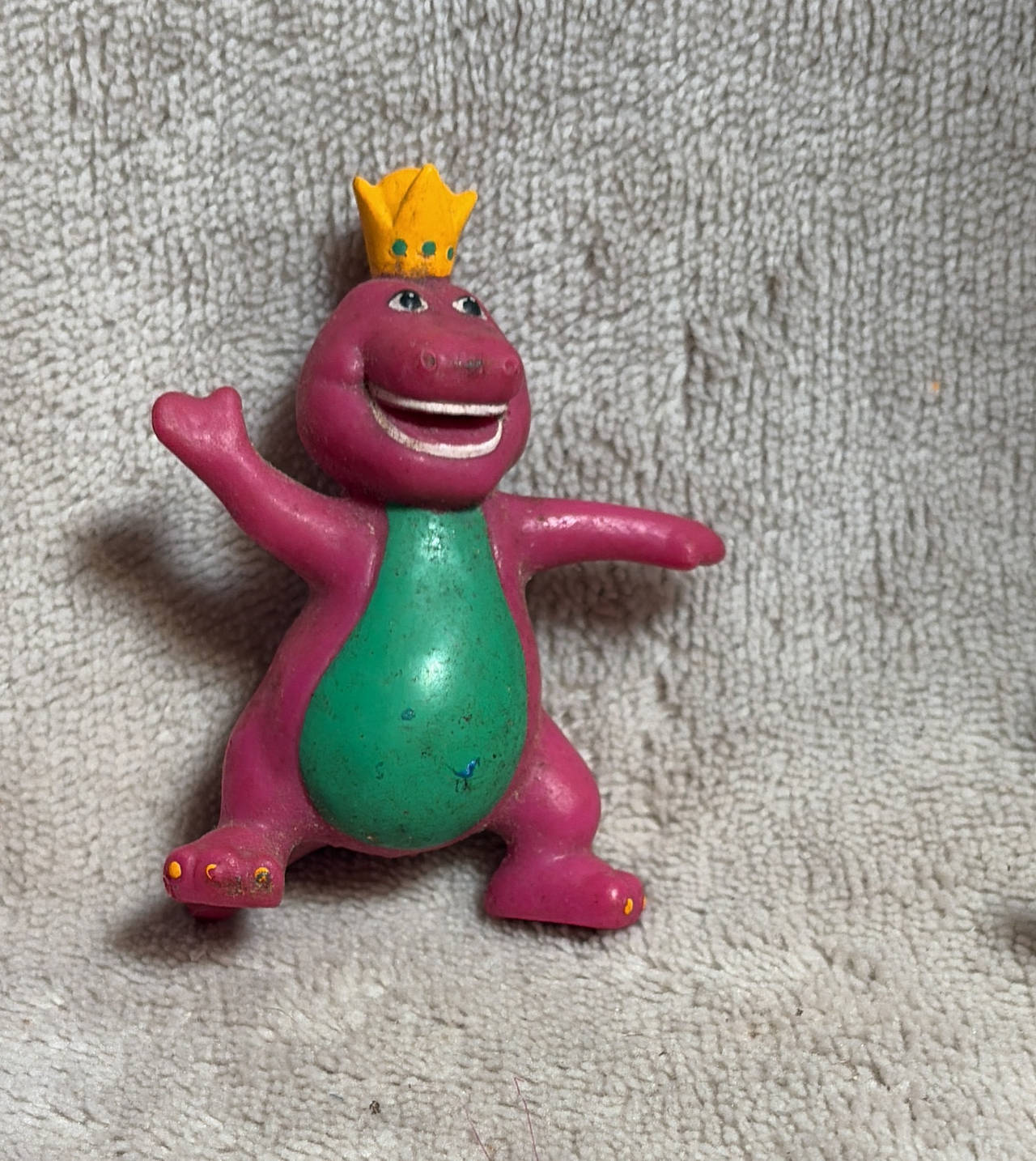 Vintage Barney the Dinosaur PVC Figure with Crown