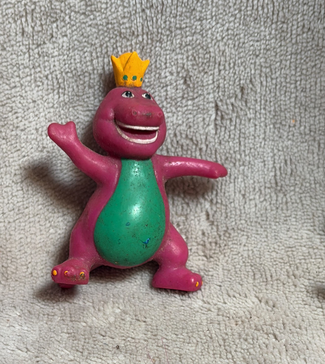Vintage Barney the Dinosaur PVC Figure with Crown