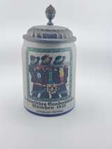 German Vintage Beer Stein Porcelain with Pewter Lid - Image 1