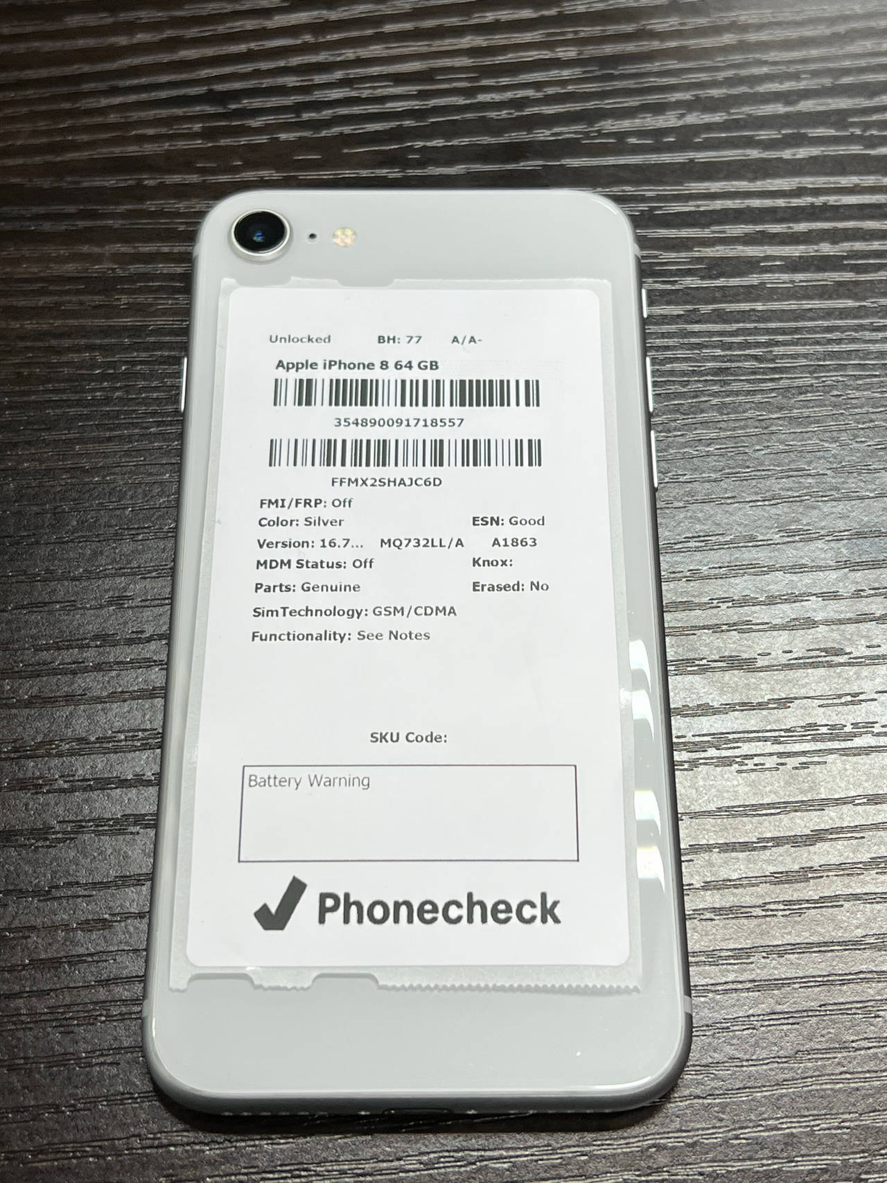 Apple iPhone 8 64GB Silver unlocked 77% battery health