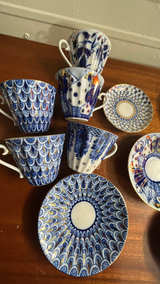 Lomonosov Imperial Russian Porcelain Blue & White Teacup and Saucer - Image 7