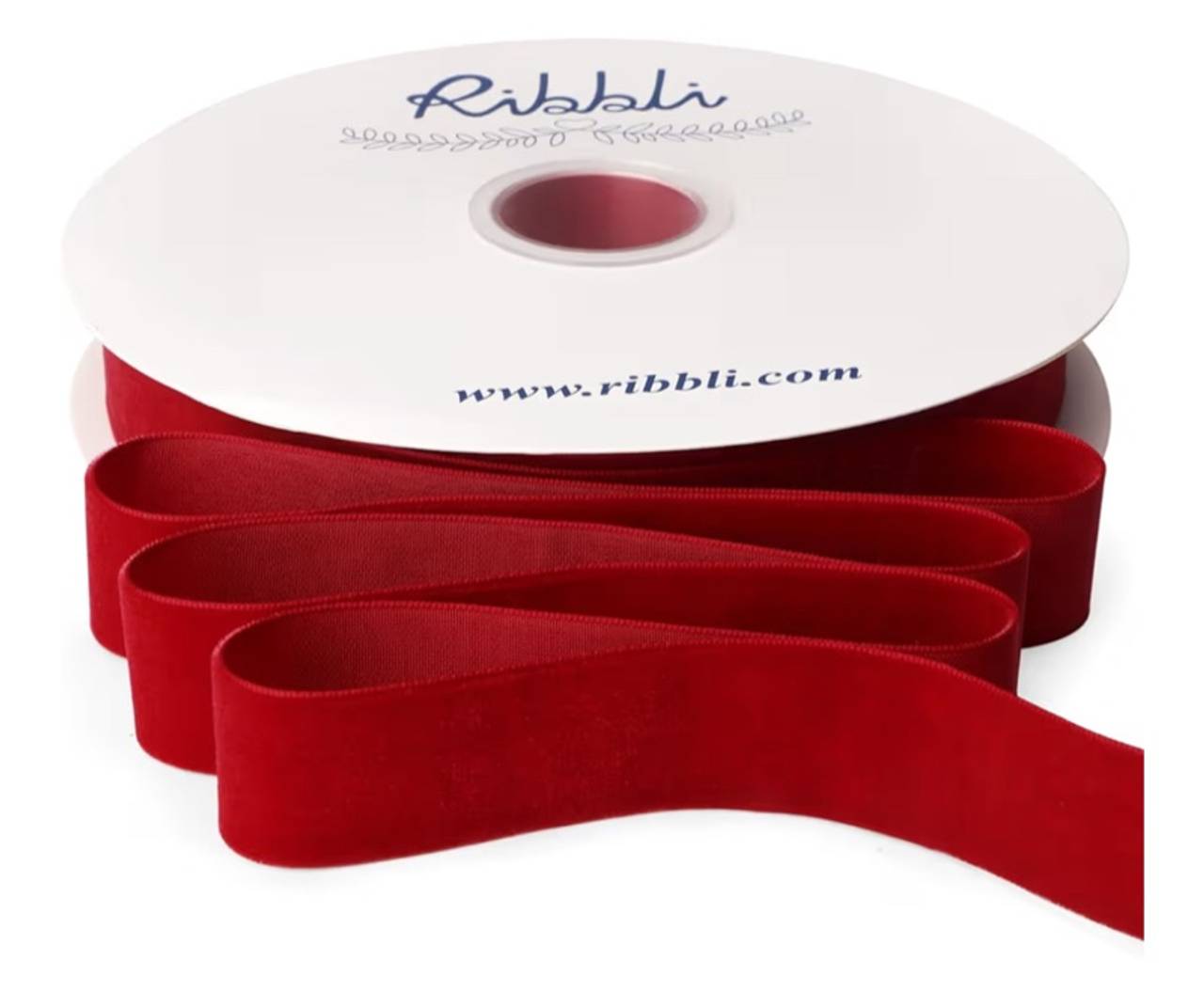 Ribbli Dark Red Velvet Ribbon 1 Inches Continuous 25 Yard Spool Dark Red Christm