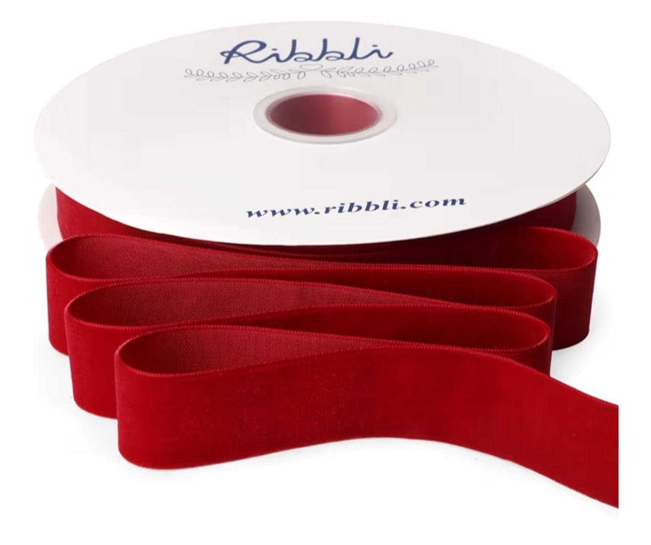 Ribbli Dark Red Velvet Ribbon 1 Inches Continuous 25 Yard Spool Dark Red Christm