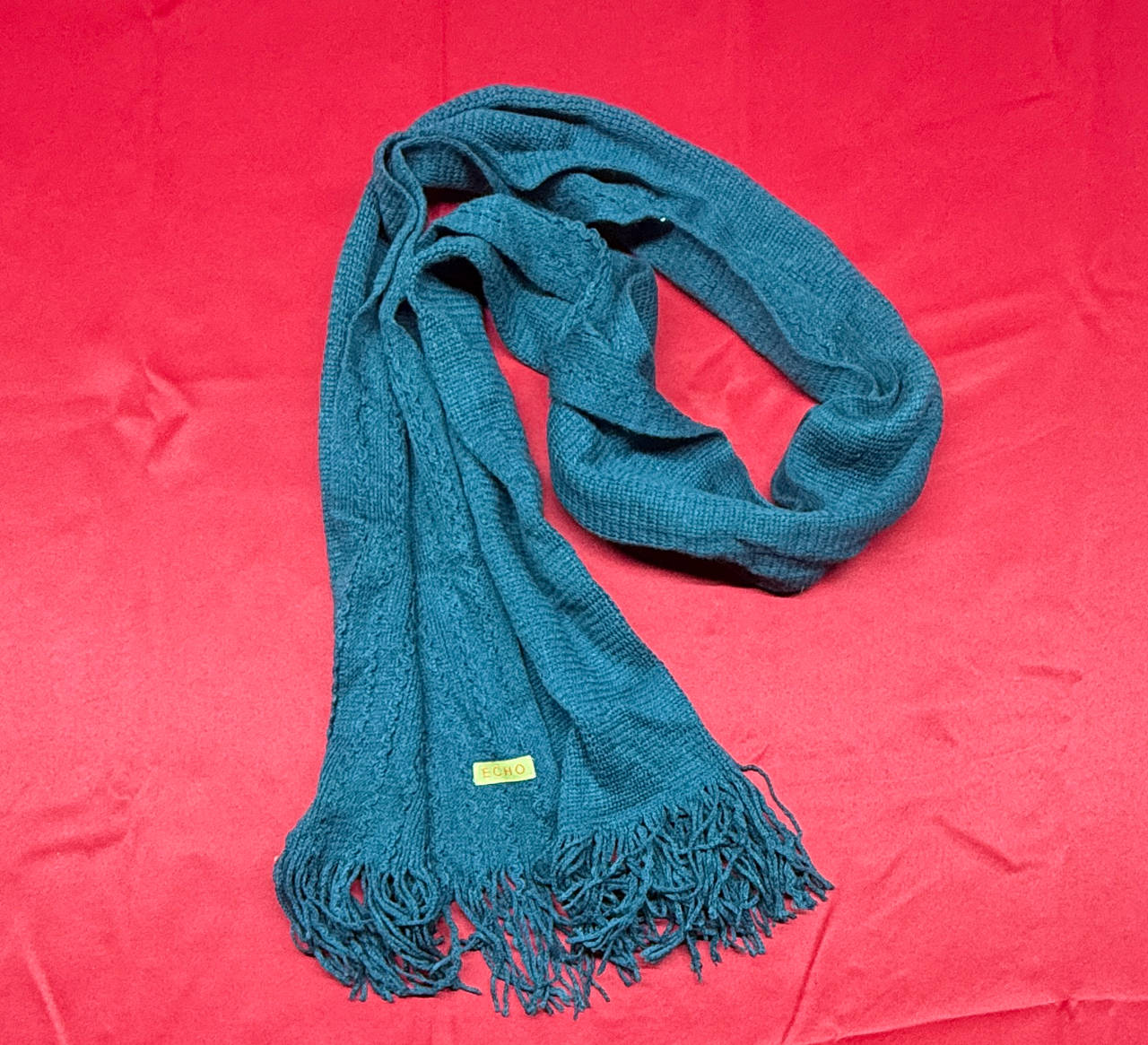 Echo Knit Fringe Scarf