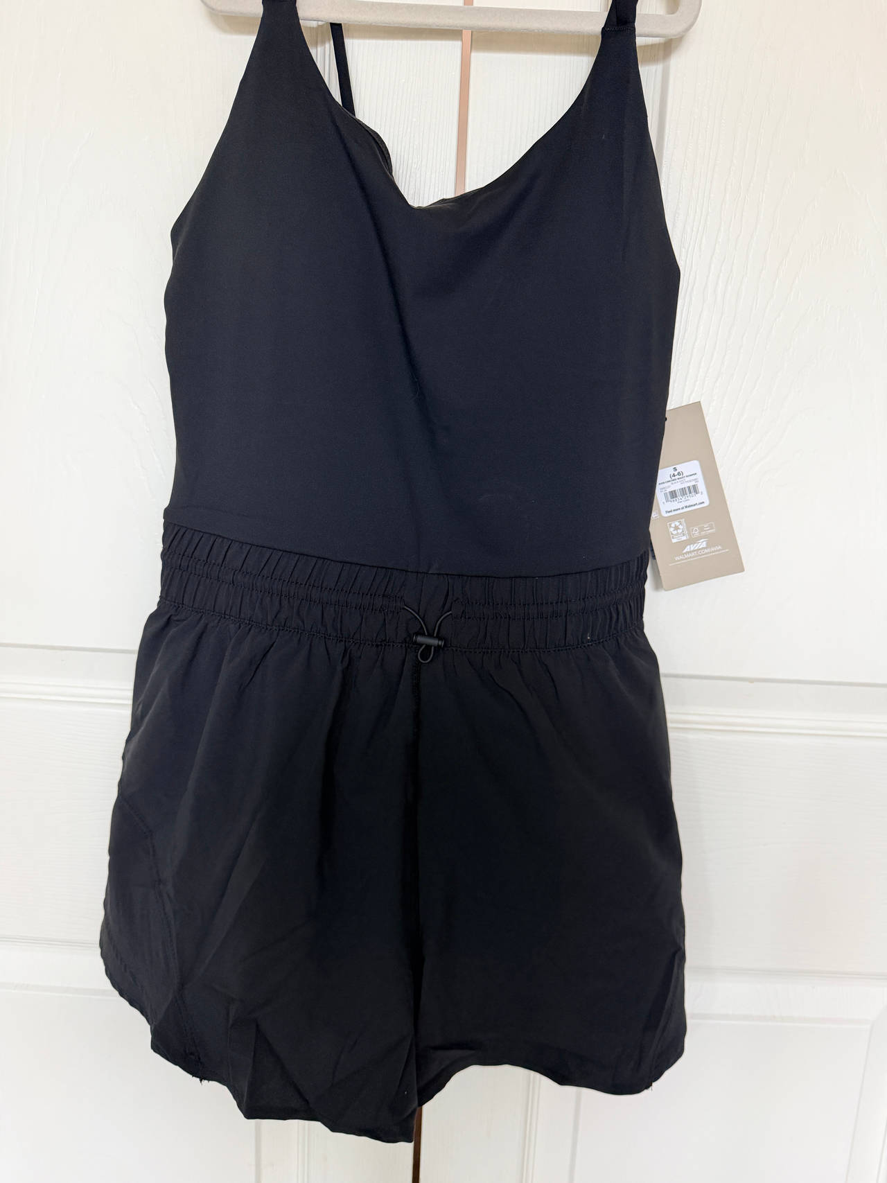 Avia Women's Cinched Waist Romper with Adjustable Waist Black Soot NEW