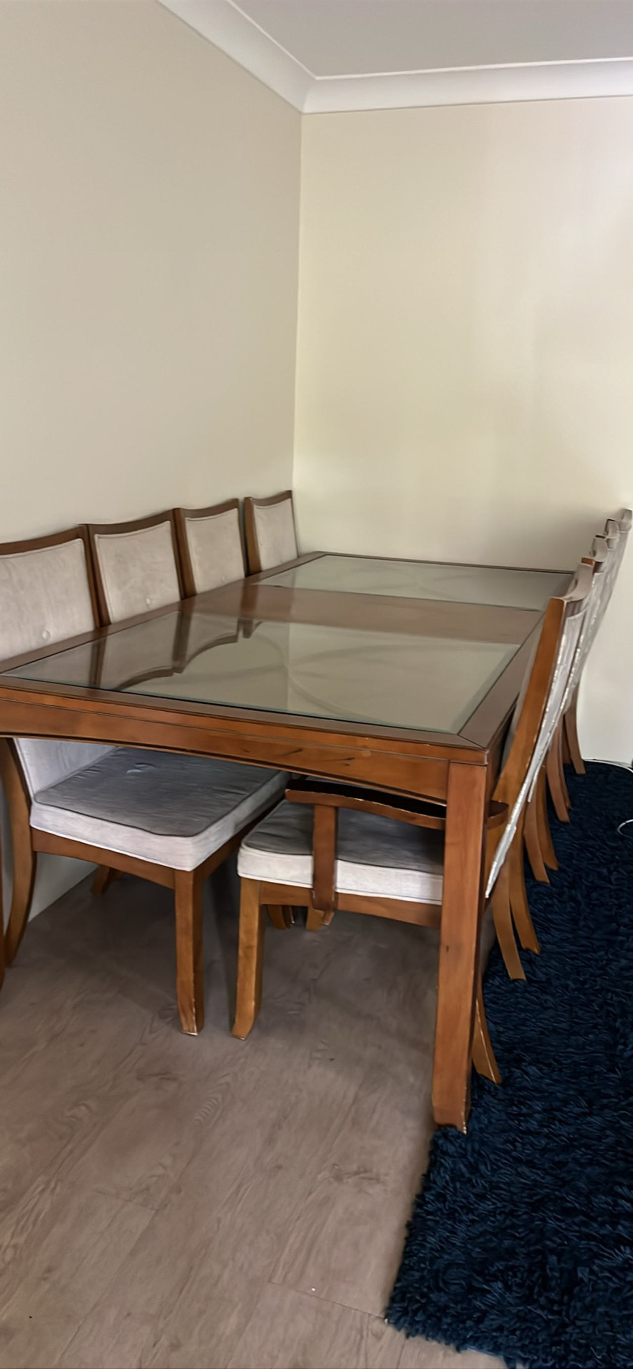 Glass Top Dining Table with 8 Chairs