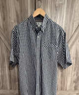 Cutter & Buck Men's Short Sleeve Gingham Shirt size large blue grey white - Image 1