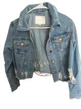 BBJ Los Angeles Distressed Cropped Denim Jacket - Image 1