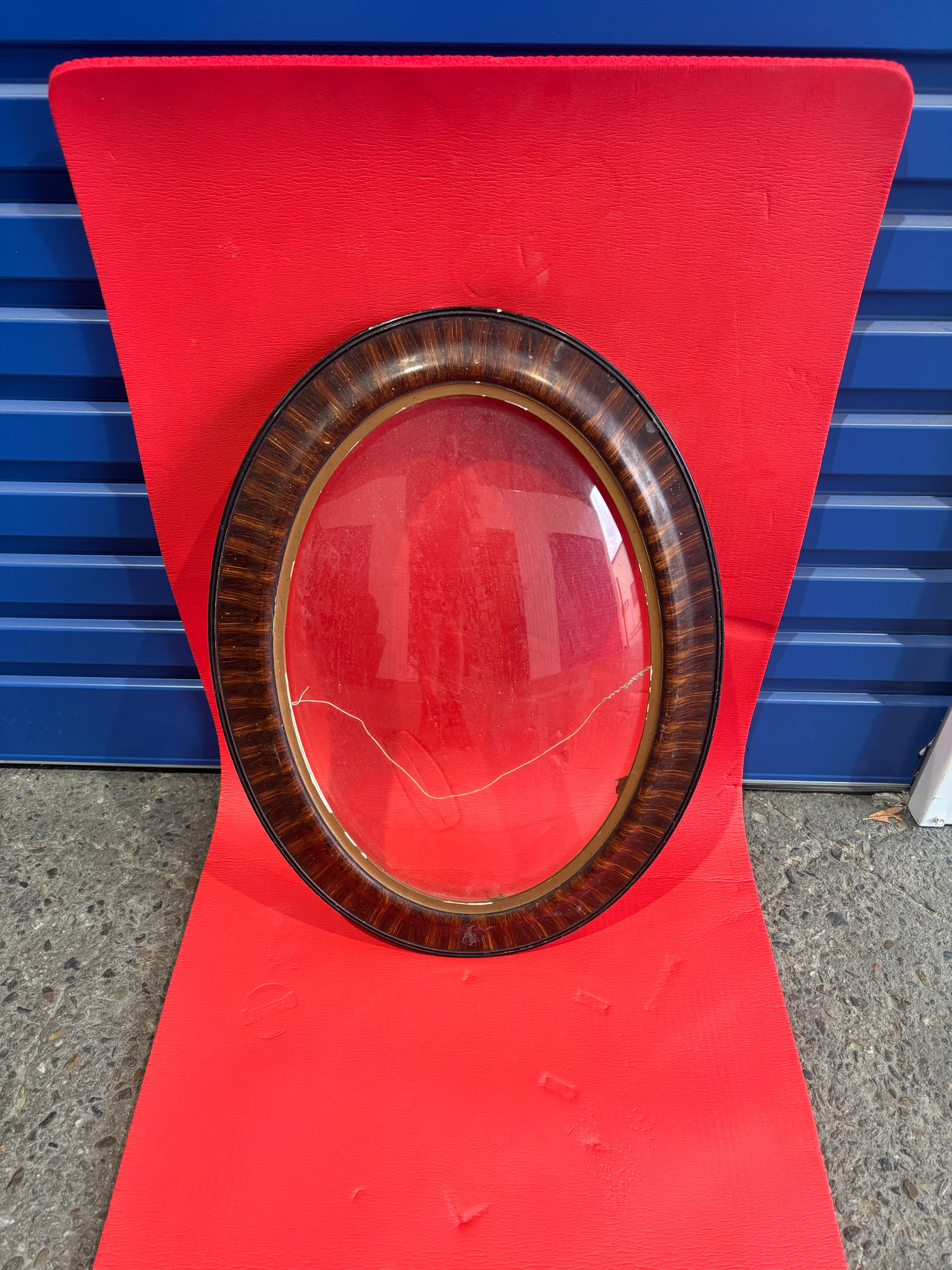 Antique Oval Bubble Glass Picture Frame