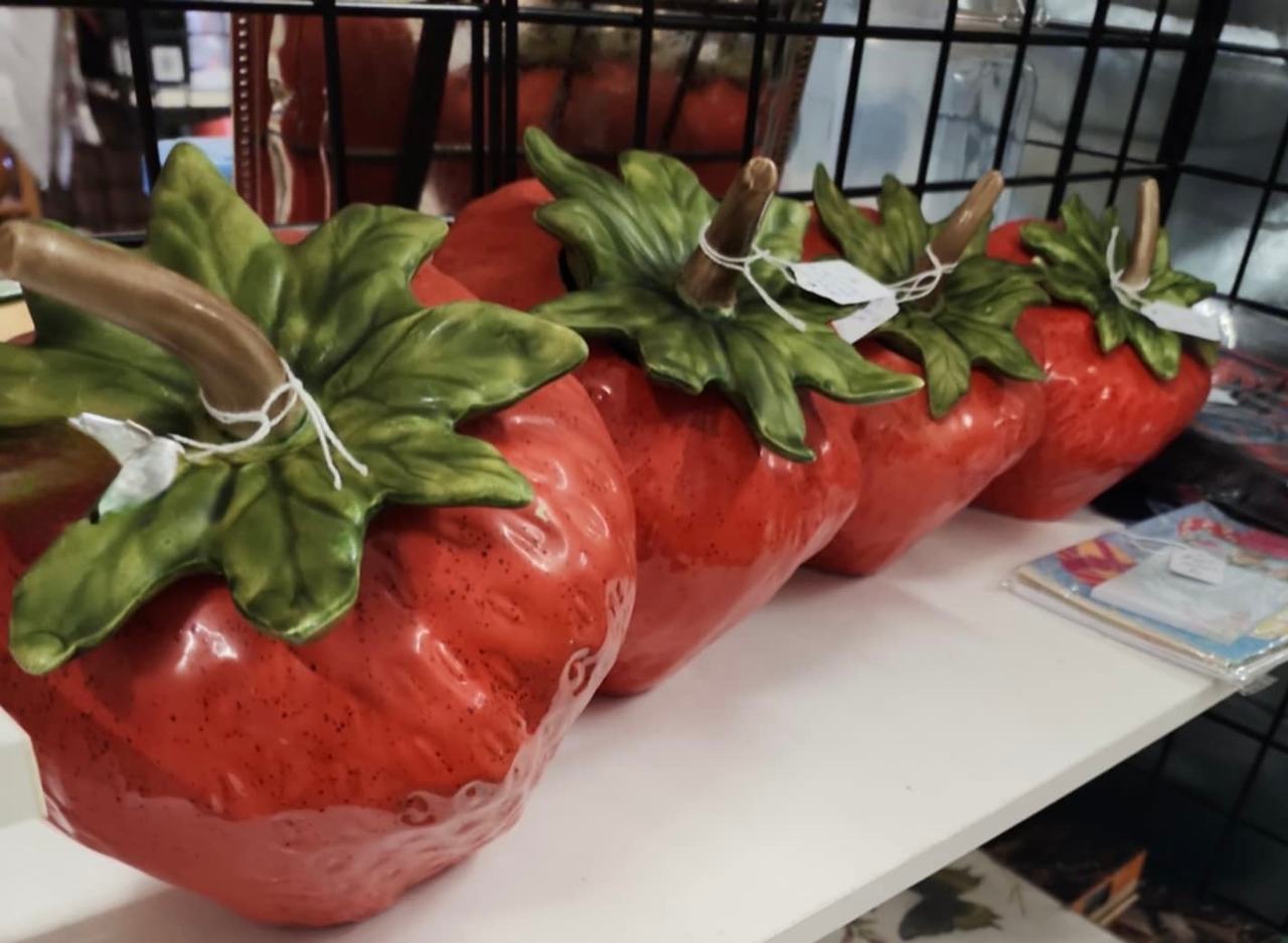 Ceramic Strawberry canister set 4 pieces