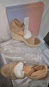 Lisa Vicky Gemi-V Cognac Kid Suede Wedge Sandals - Image 4