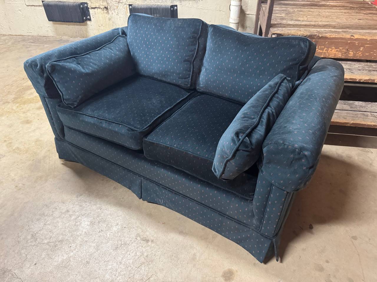 Navy Blue Patterned Loveseat Sofa