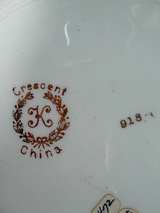 Vintage Crescent China Pink Rose Scalloped Gold Rim Plate - Image 3