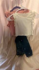 3 piece- Cat & Jack Toddler Girl Star Denim jeans w/ 2 Ruffle Tops. - Image 1