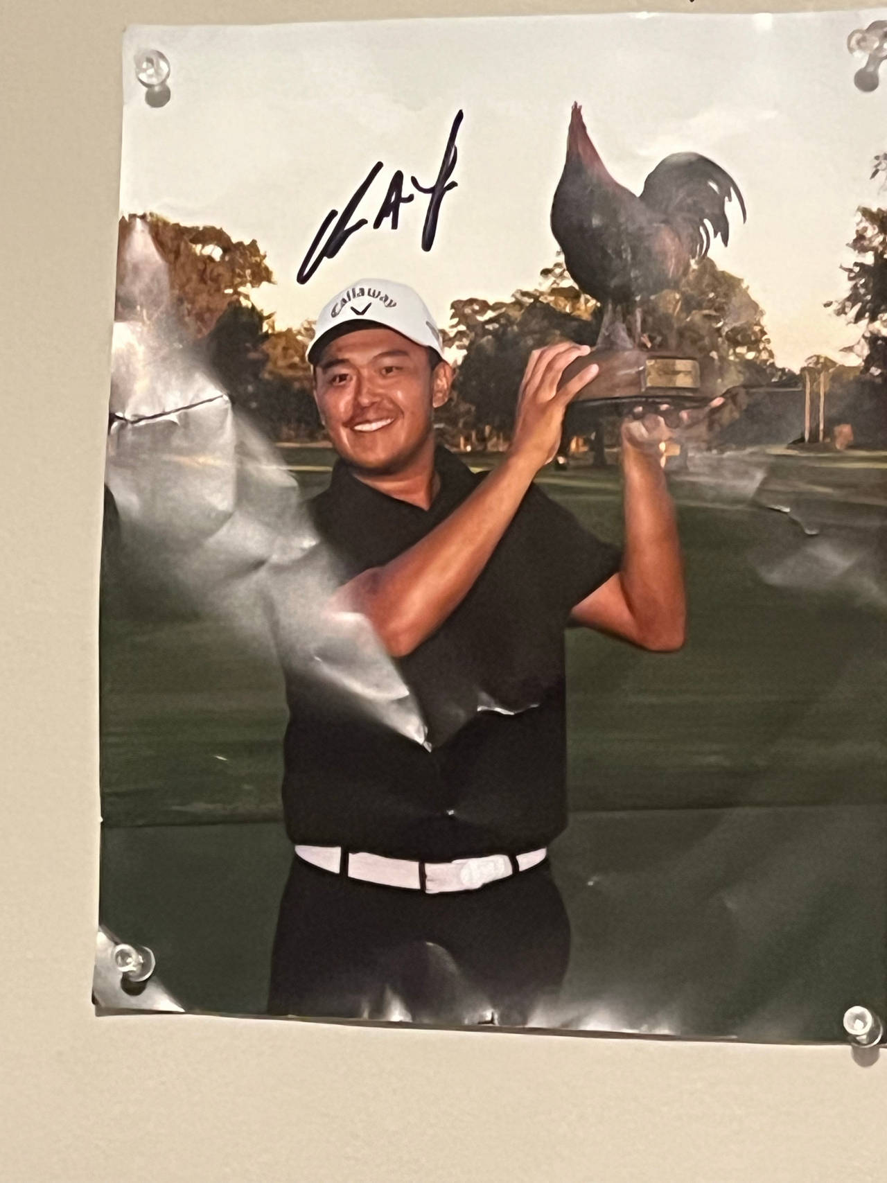 Autographed Golf Tournament Winner Poster Kevin yu 