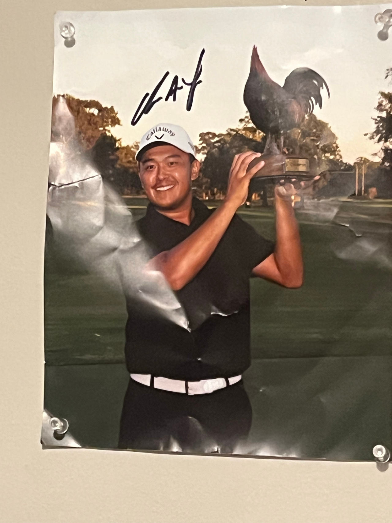 Autographed Golf Tournament Winner Poster Kevin yu 