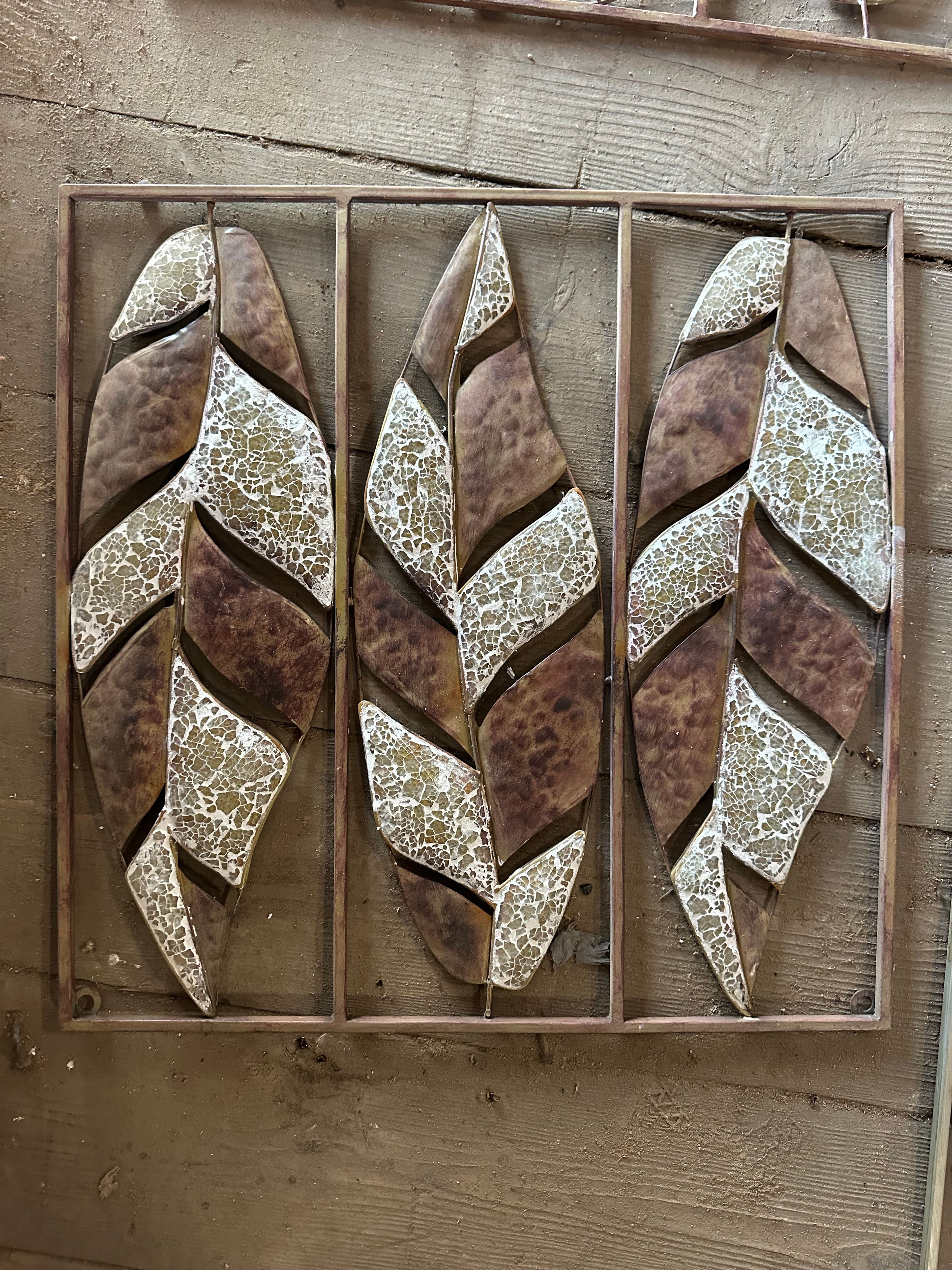 Rustic Metal Leaf Wall Art Panels - Image 2