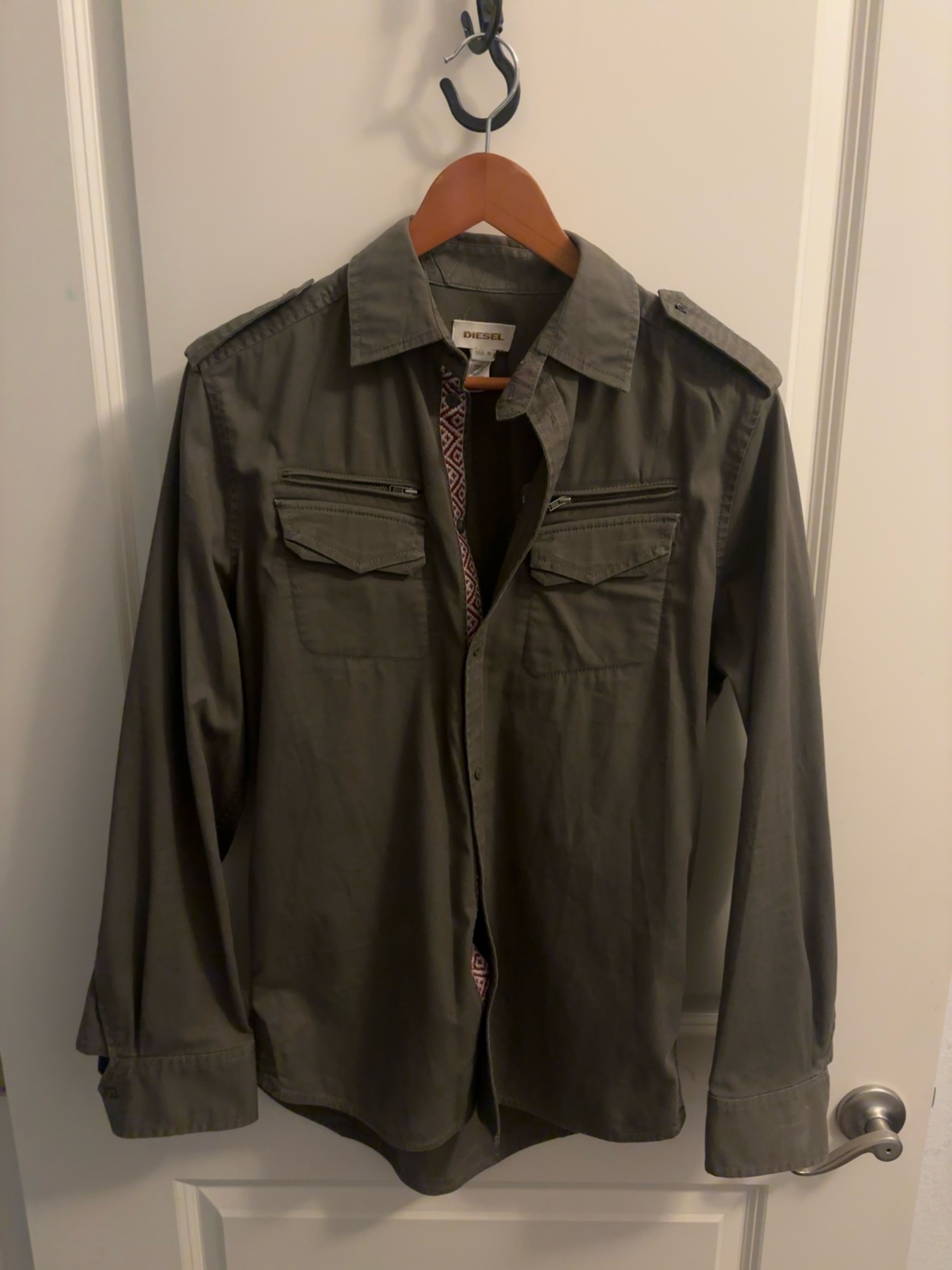 Diesel Vintage Y2K Gray Long Sleeve Shirt with Epaulettes