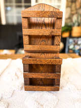 Vintage Oak Wall Mount Mail and Recipe Holder - Image 1
