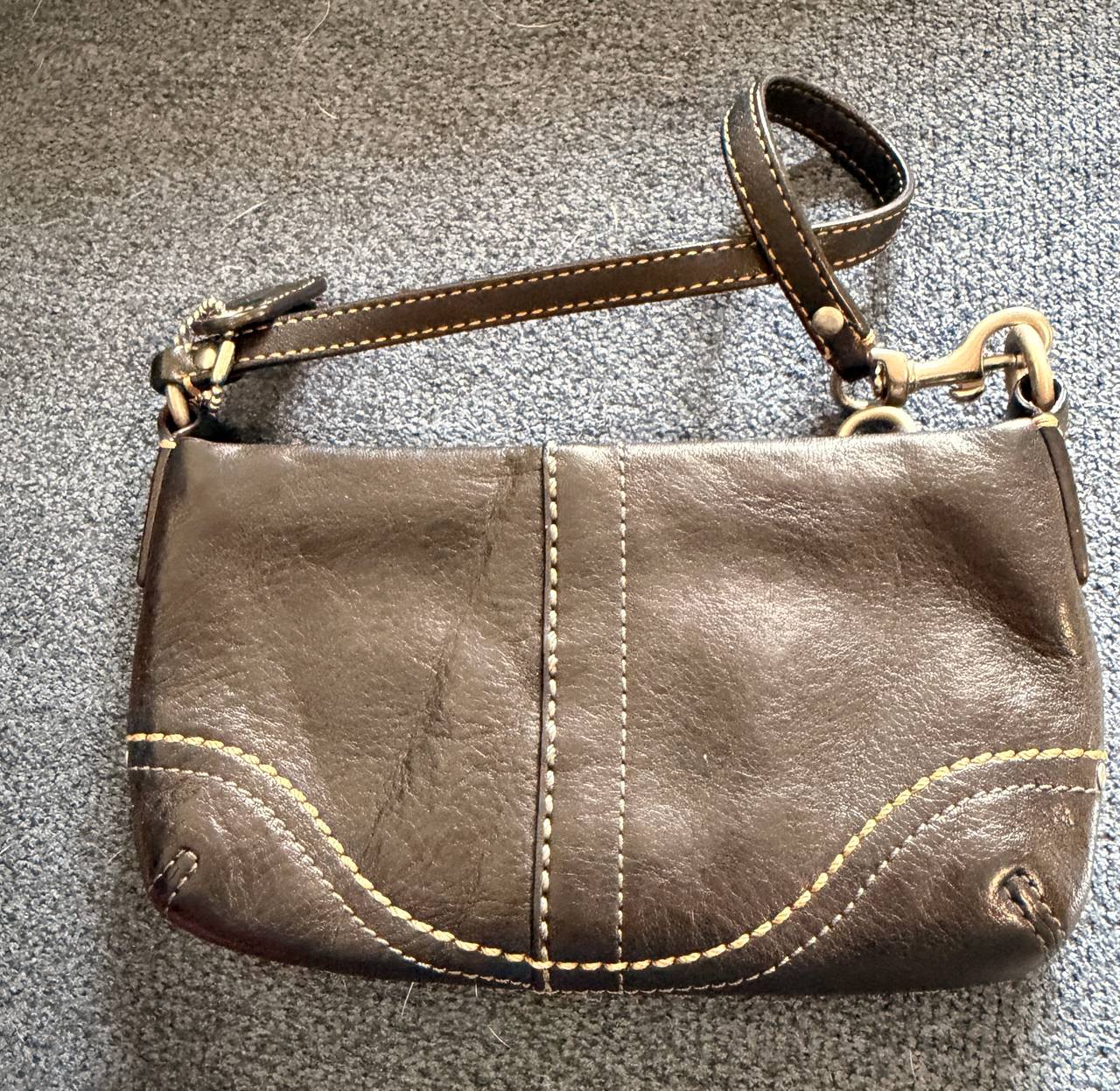 Coach Soho Black Leather Wristlet Bag