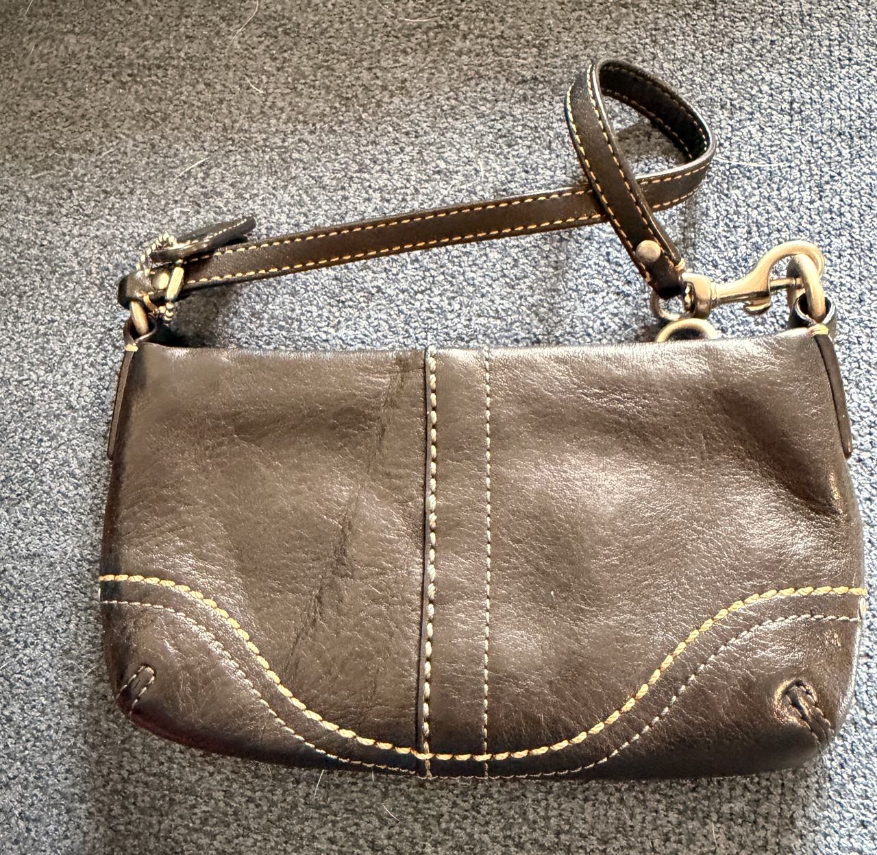 Coach Soho Black Leather Wristlet Bag