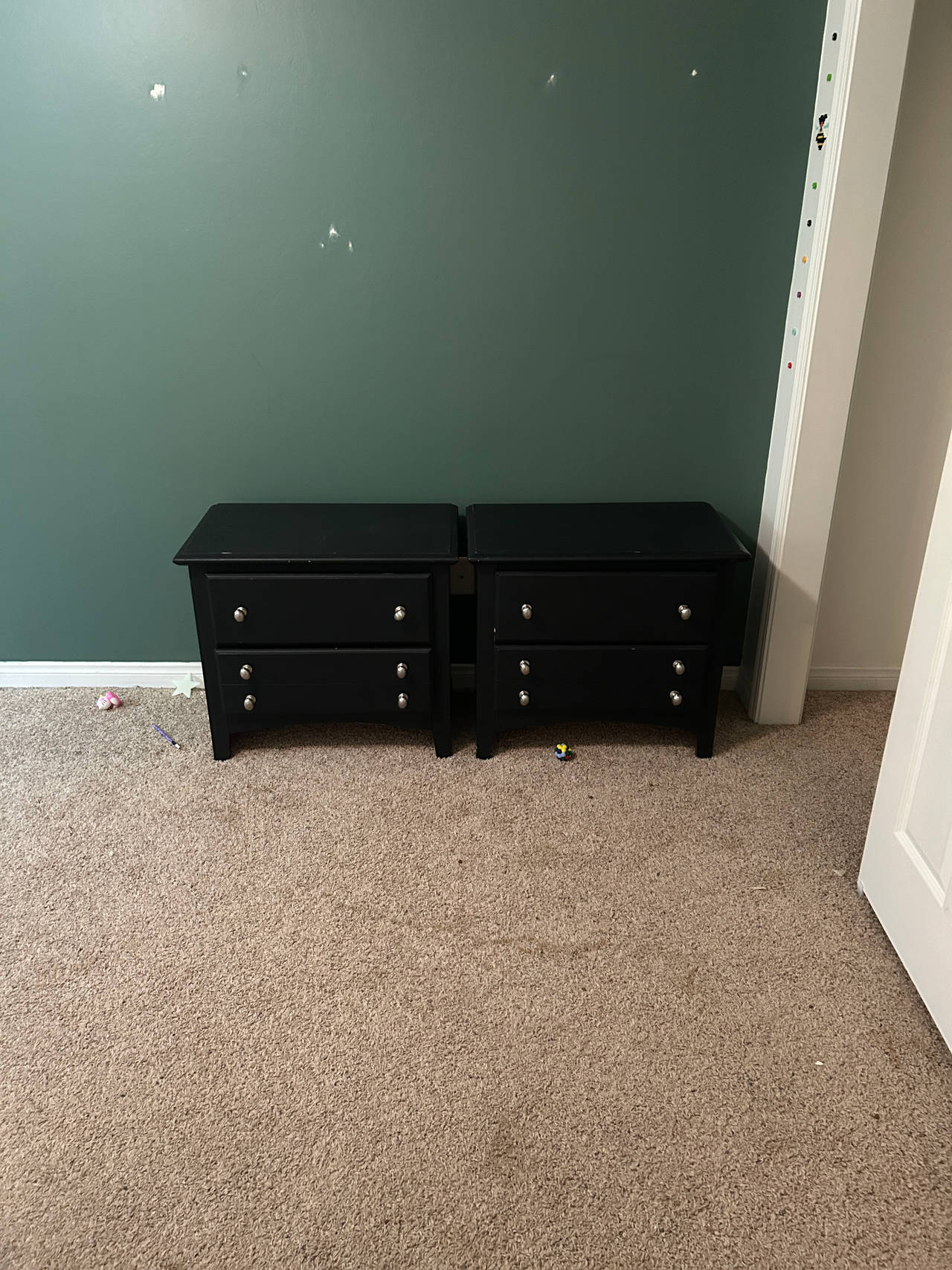 Black Wooden Nightstand Set