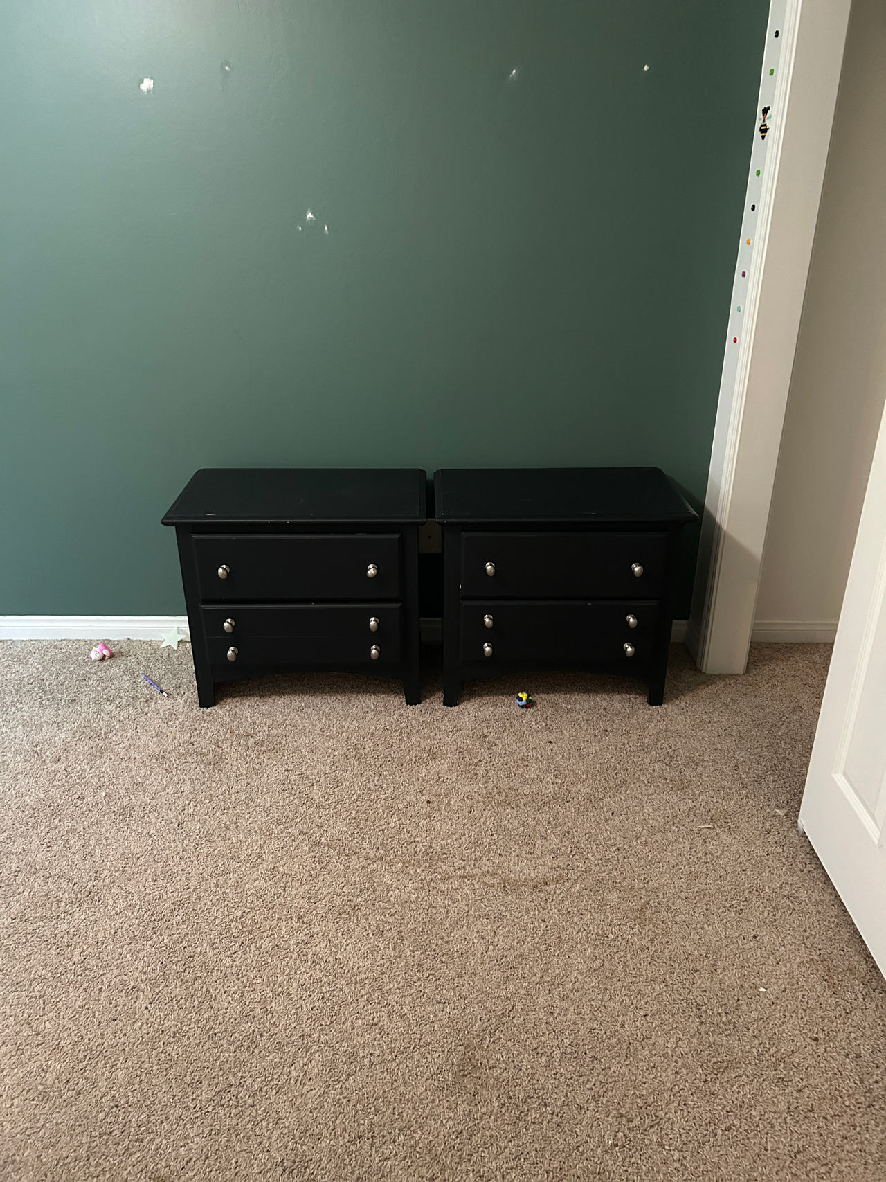Black Wooden Nightstand Set