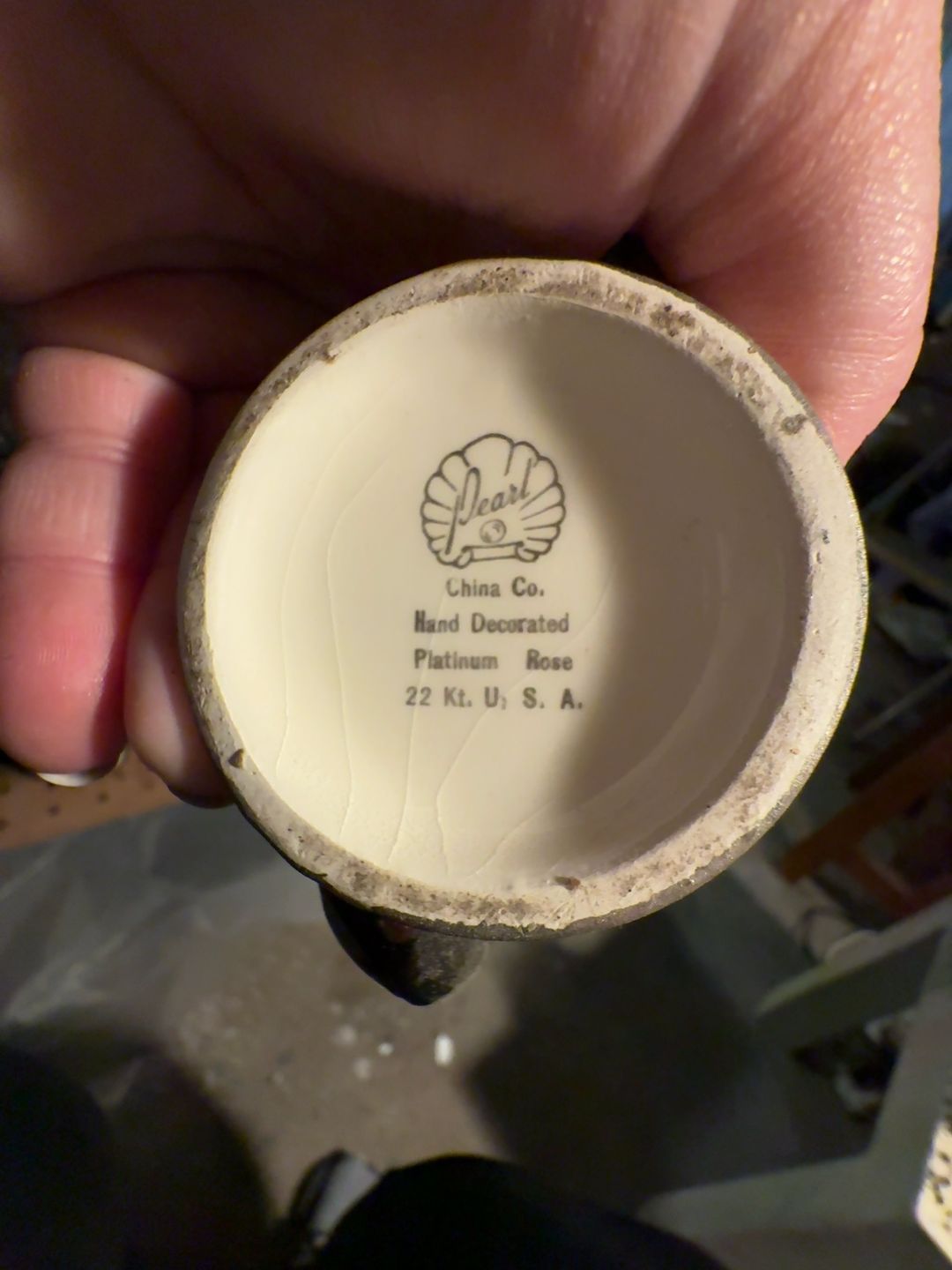Pearl China Vintage Hand-Decorated Platinum Rose vase