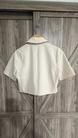 Lulus Ready for Success Cream Short Sleeve Cropped Blazer XS - Image 3