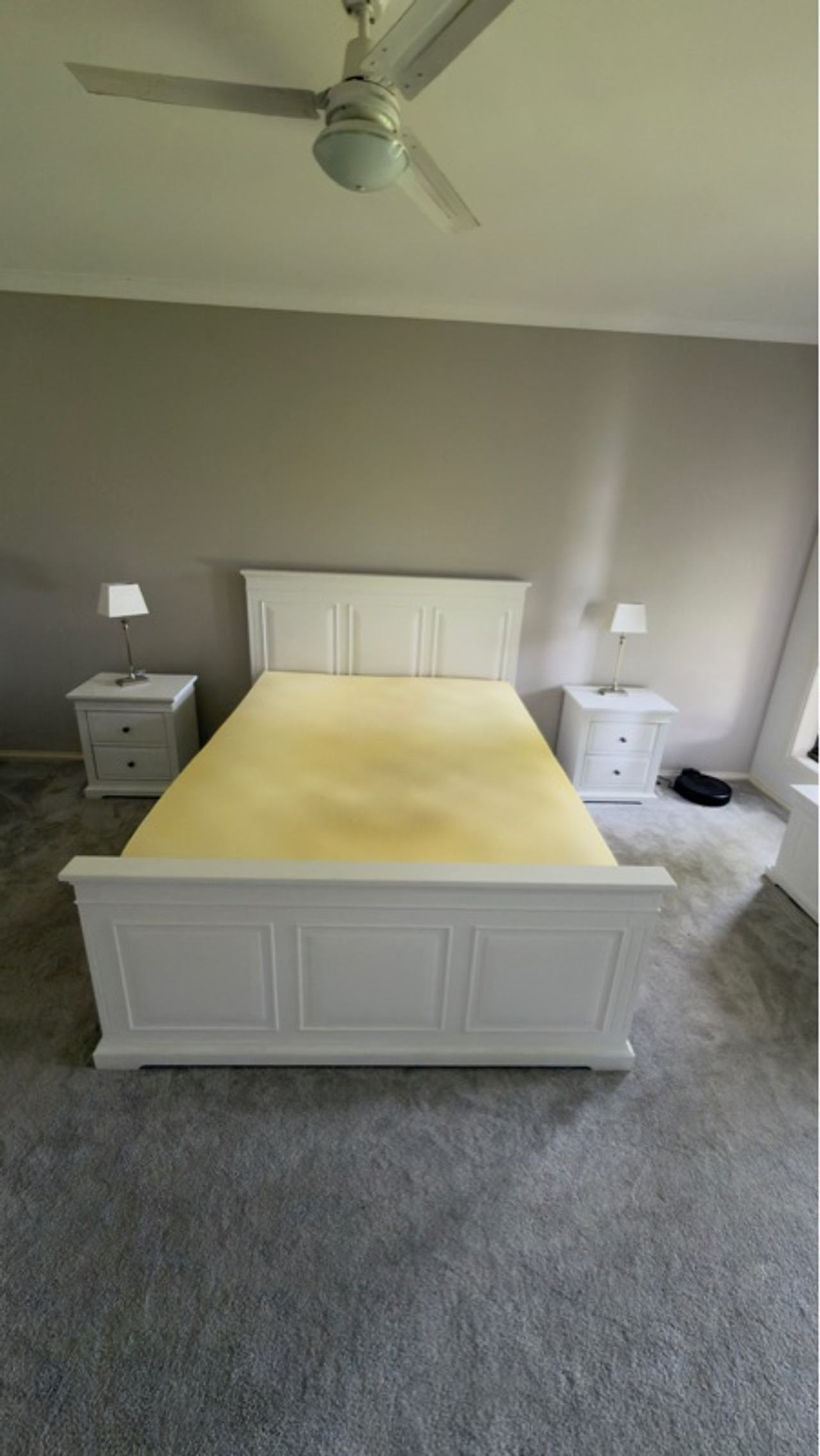 Hamptons Queen Bedroom Suite – Bed, Bedsides, Tallboy, Blanket Box Cheval mirror