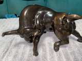 Vintage Black Ceramic Fighting and Charging Bull - Image 4