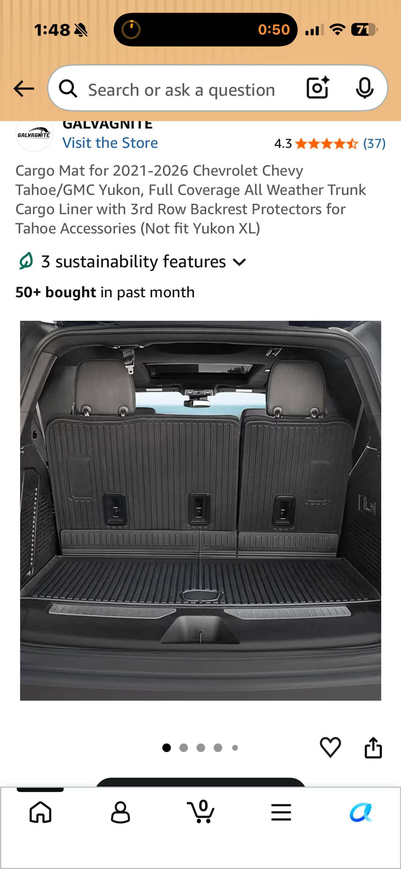 GALVAGNITE All Weather Cargo Liner with 3rd Row Backrest Protectors
