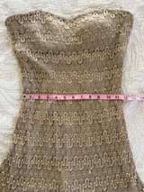 Caché Crocheted Gold Lace Strapless Dress with Removable Straps - Image 5