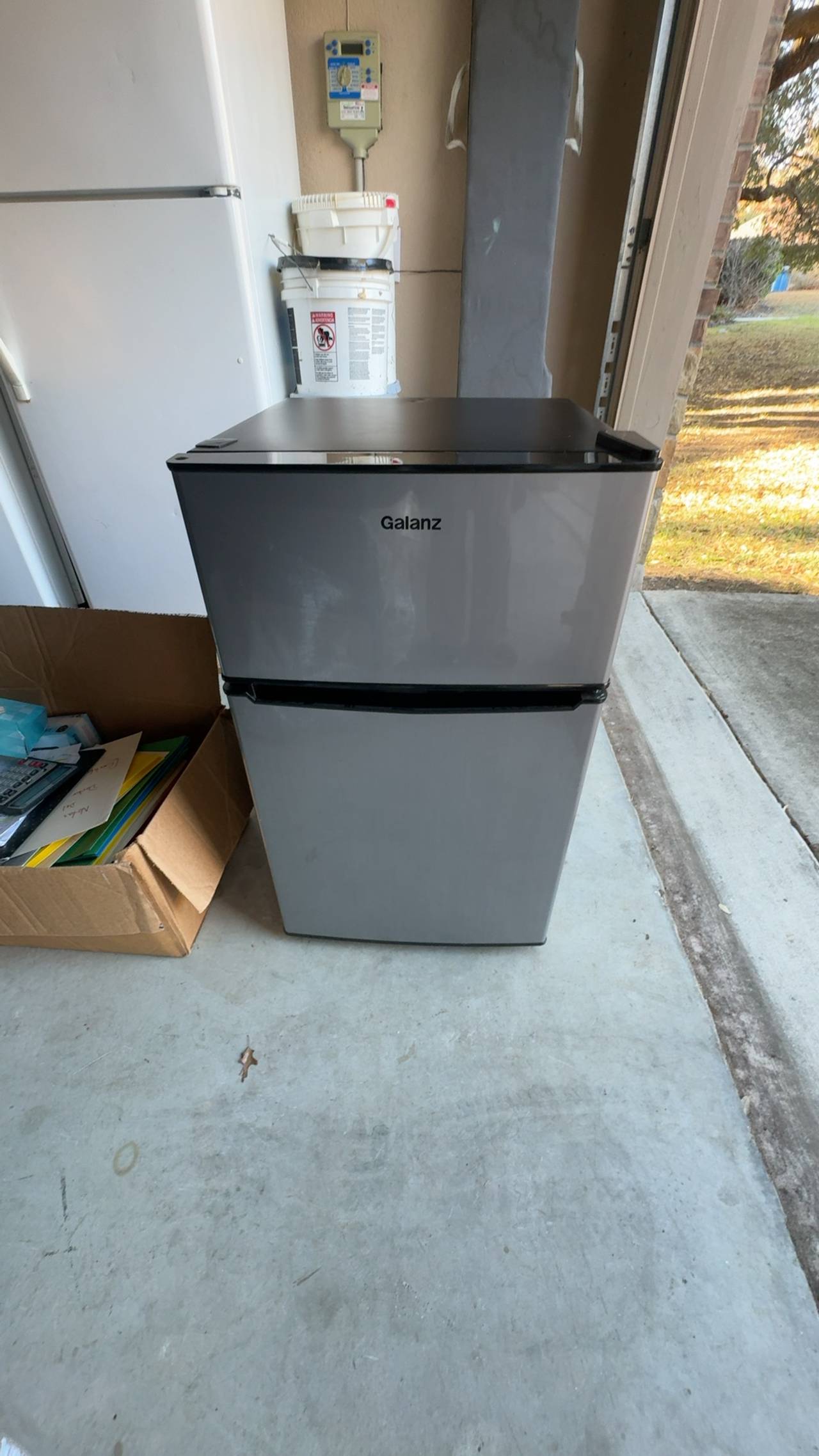 Galanz 3.1 Cu Ft Two Door Mini Fridge with Freezer Stainless Steel