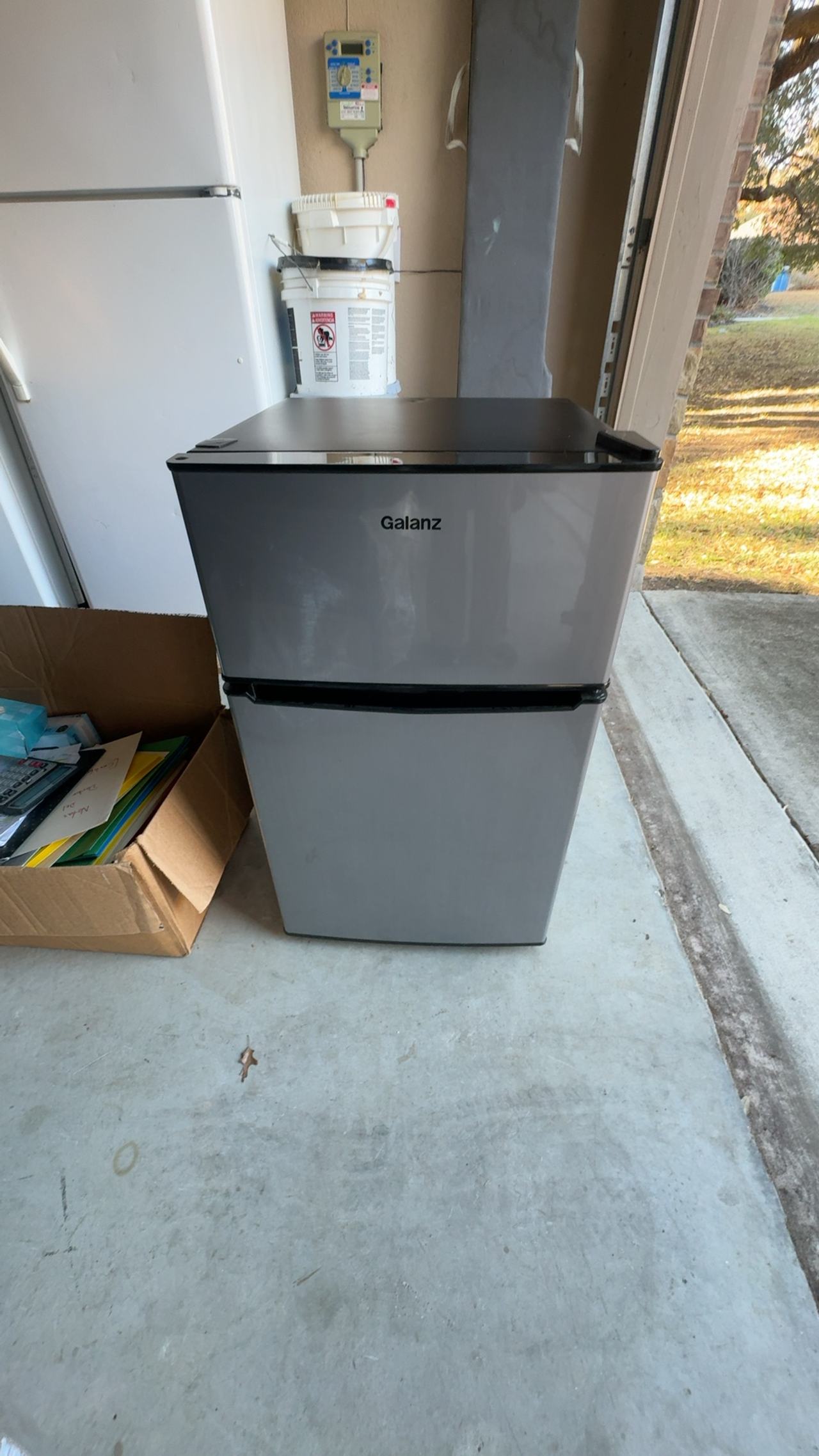 Galanz 3.1 Cu Ft Two Door Mini Fridge with Freezer Stainless Steel