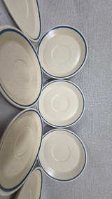 Lenox Dewdrop Saucers 9 pcs Blue Trim 6” Perfect Condition - Image 2