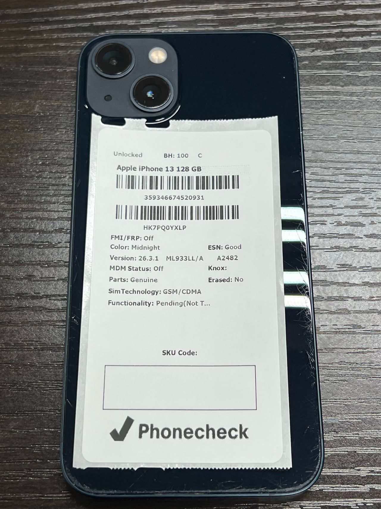 Apple iPhone 13 128GB Midnight unlocked 100% battery health
