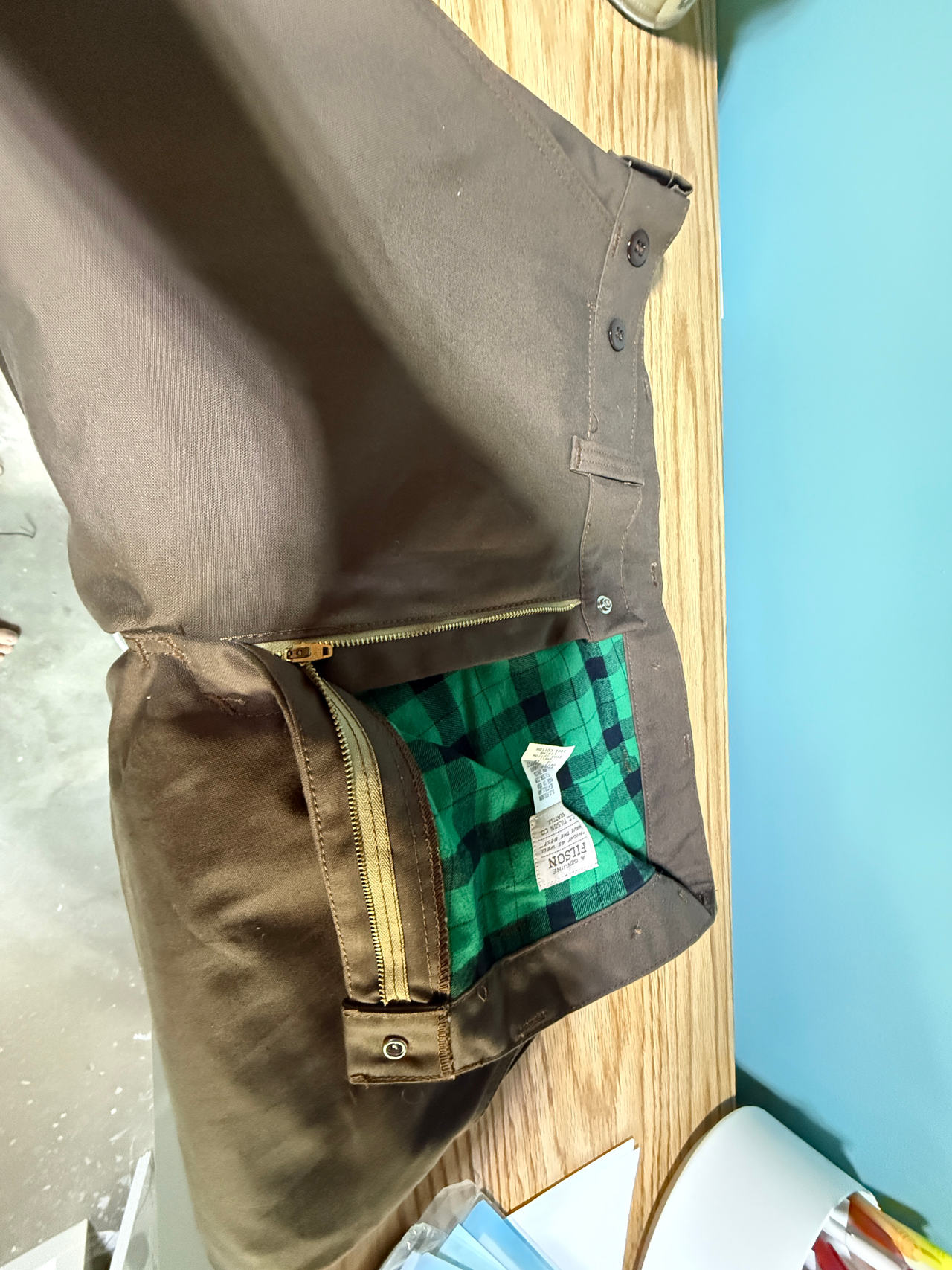 Filson Tin Cloth Pants with insulated lining 38x32- New 