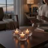 Indiana Glass Crystal Starburst Votive Candle Holders (Pair) - Image 2