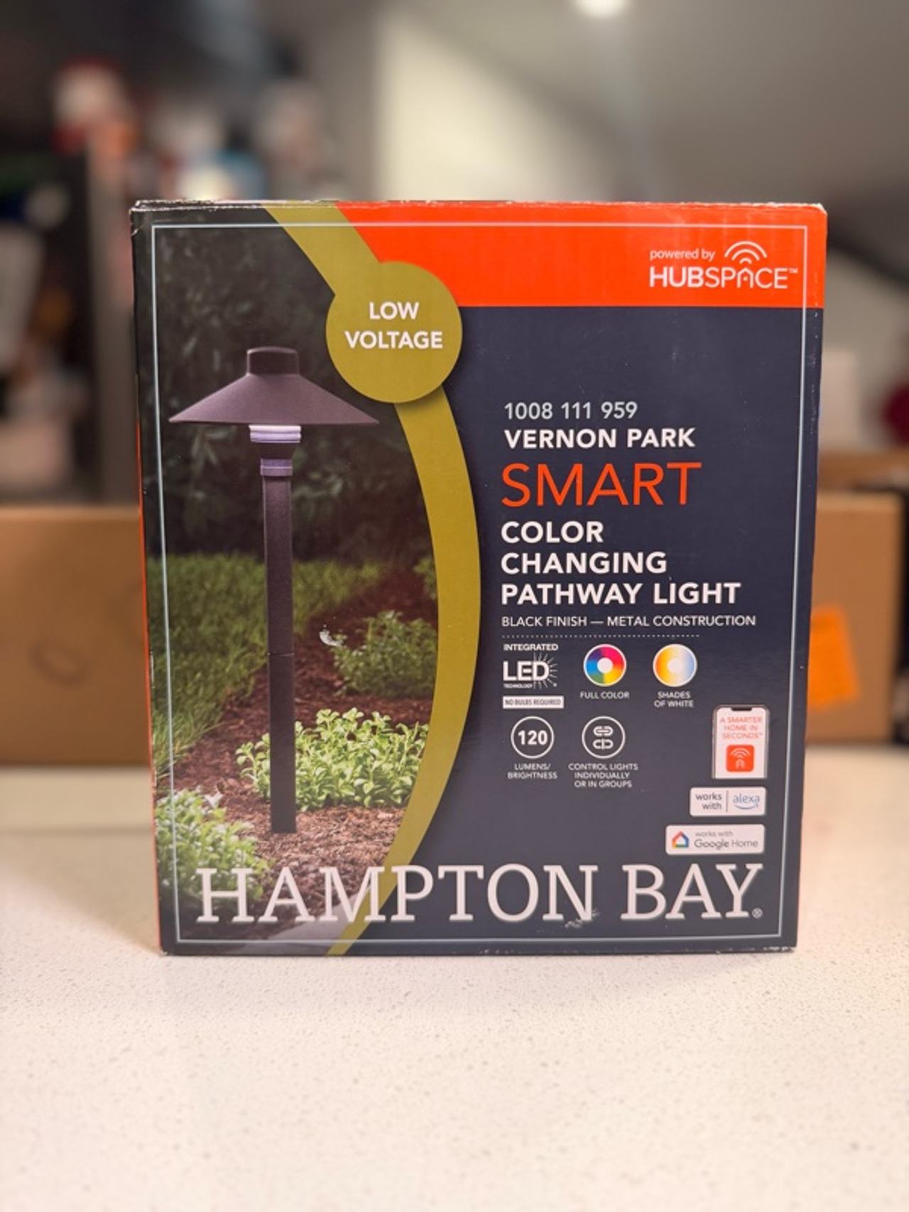 Hampton Bay Vernon Park Black Integrated LED Path Light