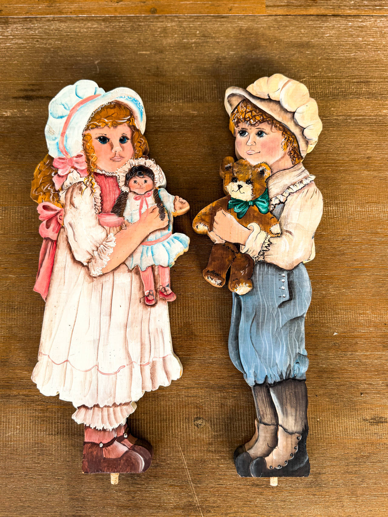 Vintage Hand Painted Wooden Victorian Children Hanging Decor Nursery playroom